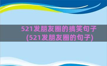 521发朋友圈的搞笑句子(521发朋友圈的句子)