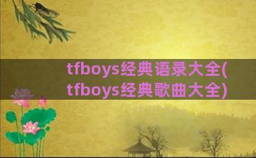 tfboys经典语录大全(tfboys经典歌曲大全)