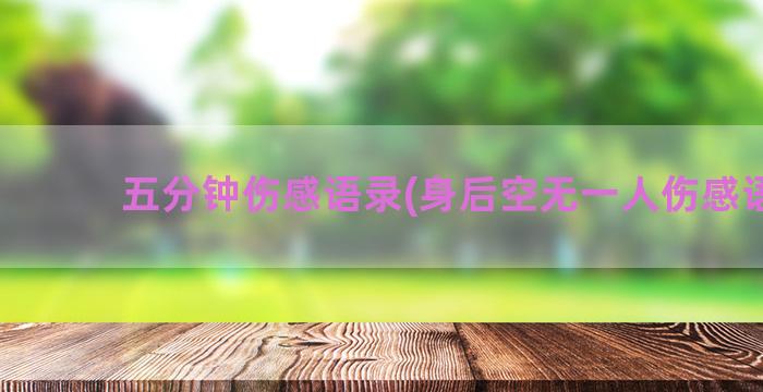 五分钟伤感语录(身后空无一人伤感语录)