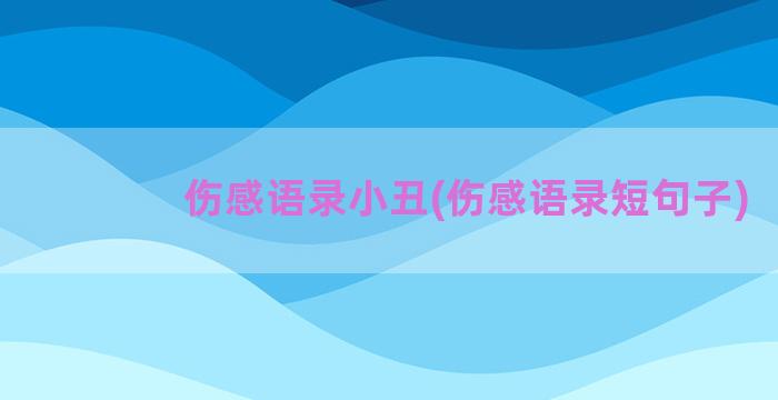 伤感语录小丑(伤感语录短句子)