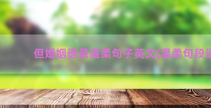 但婚姻语录温柔句子英文(温柔句段语录)