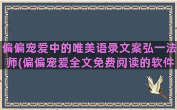 偏偏宠爱中的唯美语录文案弘一法师(偏偏宠爱全文免费阅读的软件)