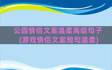 公园情侣文案温柔高级句子(游戏情侣文案短句温柔)