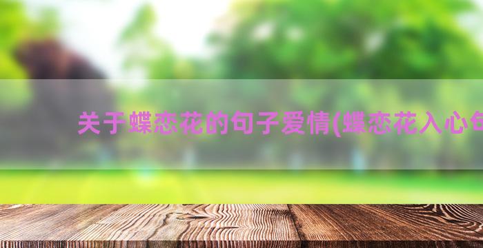 关于蝶恋花的句子爱情(蝶恋花入心句子)