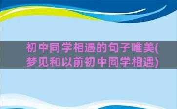 初中同学相遇的句子唯美(梦见和以前初中同学相遇)