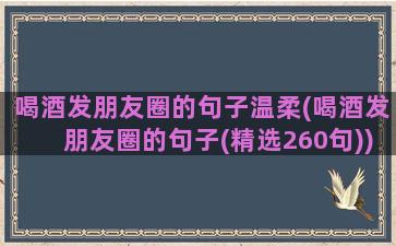 喝酒发朋友圈的句子温柔(喝酒发朋友圈的句子(精选260句))