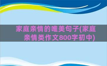 家庭亲情的唯美句子(家庭亲情类作文800字初中)