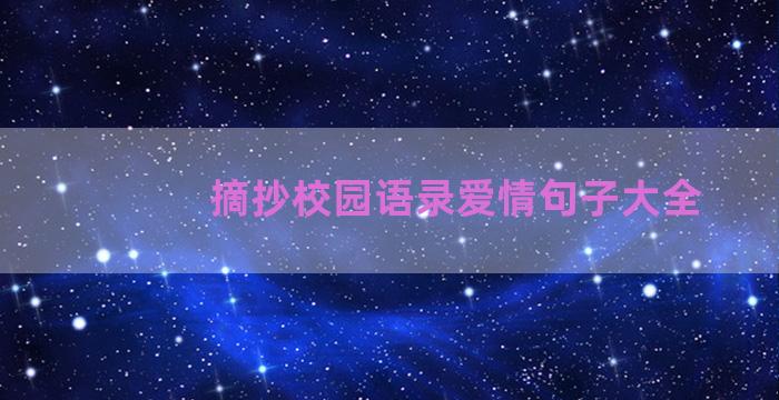 摘抄校园语录爱情句子大全