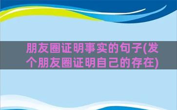 朋友圈证明事实的句子(发个朋友圈证明自己的存在)