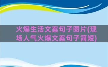 火爆生活文案句子图片(现场人气火爆文案句子简短)