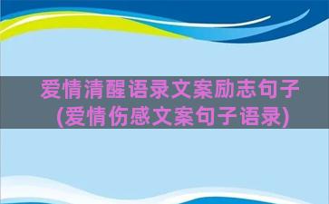 爱情清醒语录文案励志句子(爱情伤感文案句子语录)